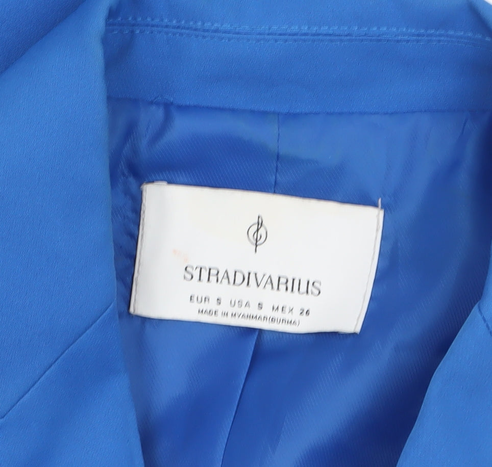 Stradivarius Women's Blue Double-Breasted Blazer Size 8