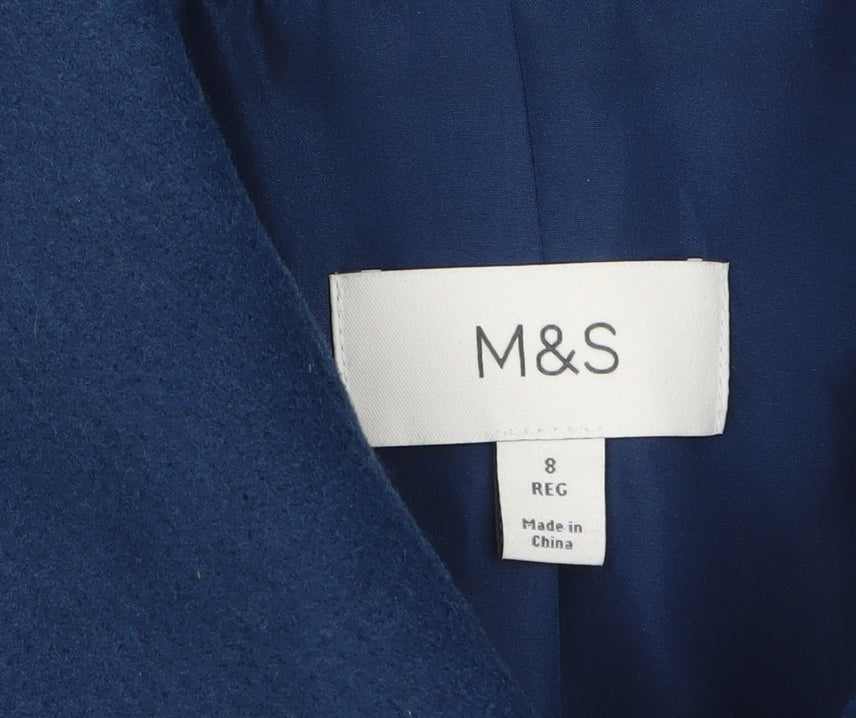 Marks and Spencer Women’s Blue Wool-Look Mid-Length Coat Size 8