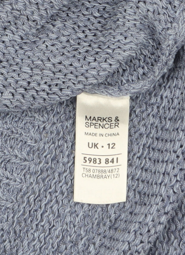 Marks and Spencer Women Blue Knit Cardigan UK 12 V-Neck Lightweight