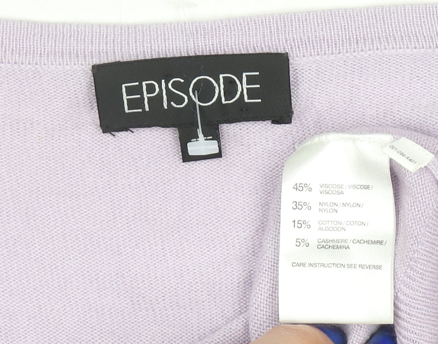 Episode Women's Purple Beaded Cardigan in Medium Size - Lightweight Knit