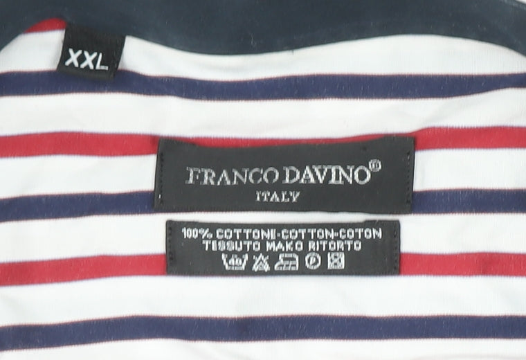 Franco Davino Men's Multicoloured Striped 2XL Cotton Button-Up Shirt