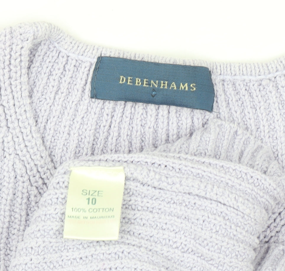 Debenhams Women’s Ivory Cotton V-Neck Chunky Knit Jumper Size 10