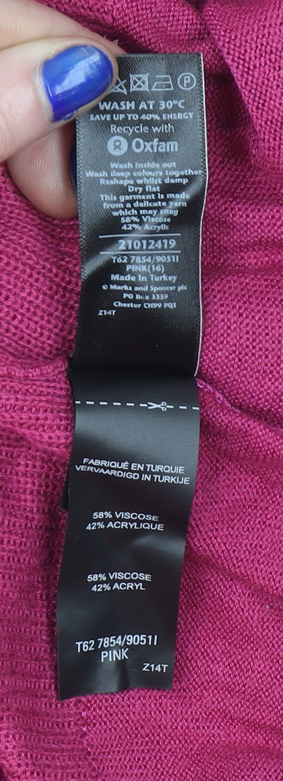 Marks and Spencer Women’s Pink Scoop Neck Knit Jumper Size 16