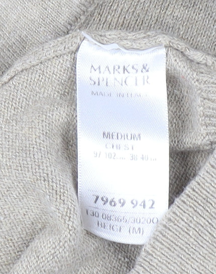 Marks and Spencer Women Beige Collared Wool Cashmere Pullover Jumper M