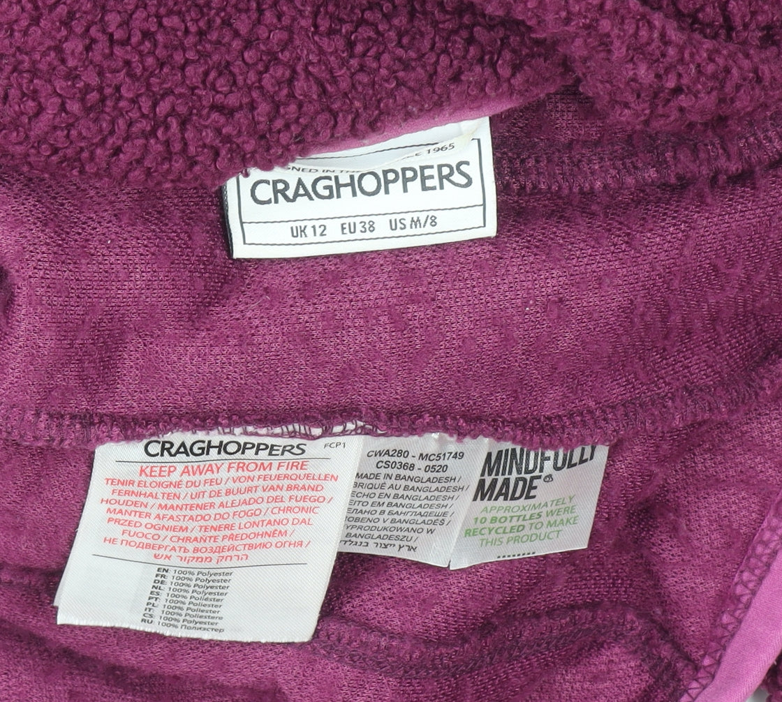 Craghoppers Womens Purple Fleece Pullover Sweatshirt UK 12 1/2 Zip