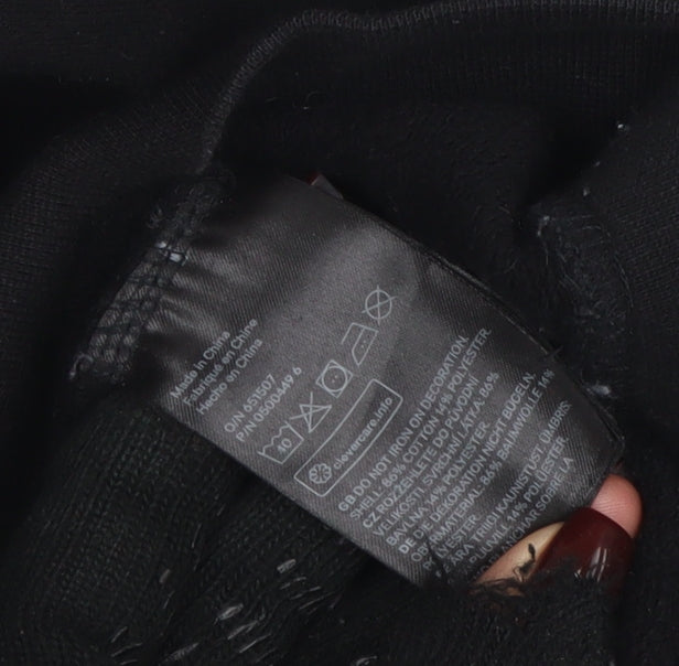 H&M Divided Mens Black Pullover Hoodie M Embroidered Logo