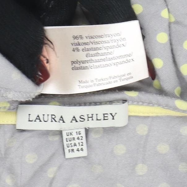 Laura Ashley Women's Grey Polka Dot 3/4 Sleeve Jersey Top Size 16