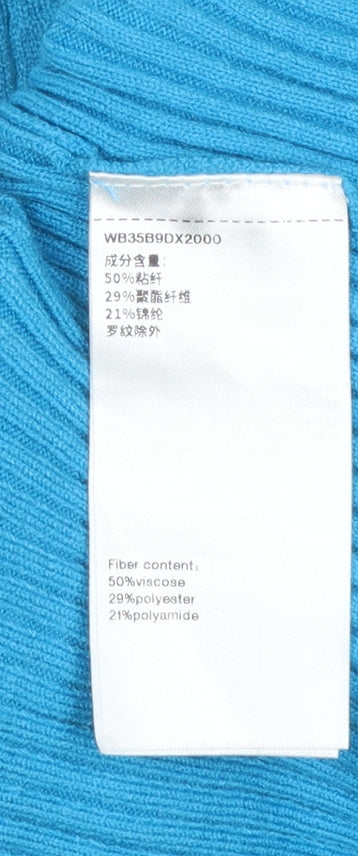 Urban Revivo Women's Blue Ribbed V-Neck Cardigan Size 8