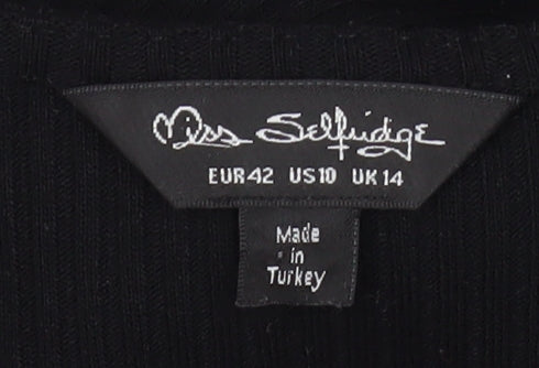 Miss Selfridge Women’s Black Bodycon Midi Dress Size 14 Stretch Knit