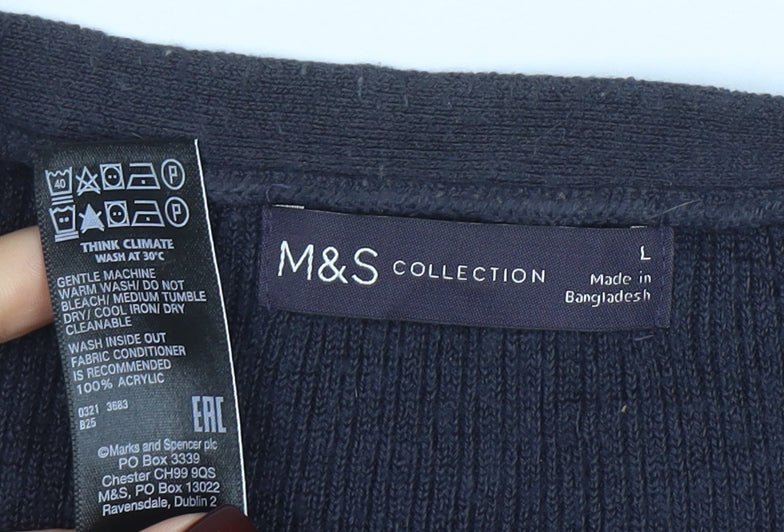 Marks and Spencer Womens Black Acrylic Long Sleeve Cardigan L