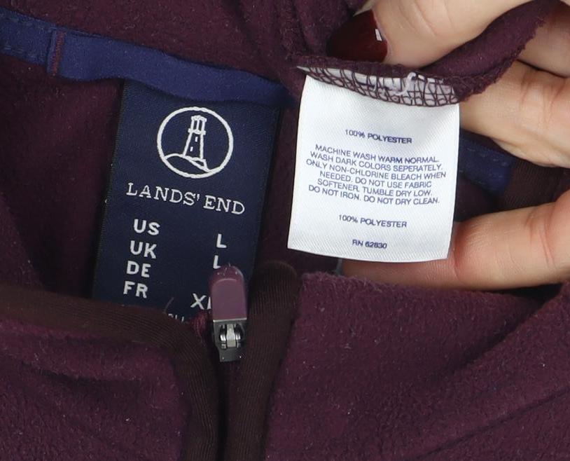 Lands' End Women's Burgundy Fleece 1/2 Zip Pullover Sweatshirt Size L