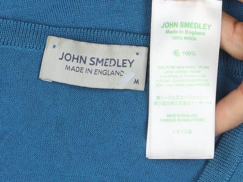 John Smedley Women's Blue Merino Wool V-Neck Cardigan M