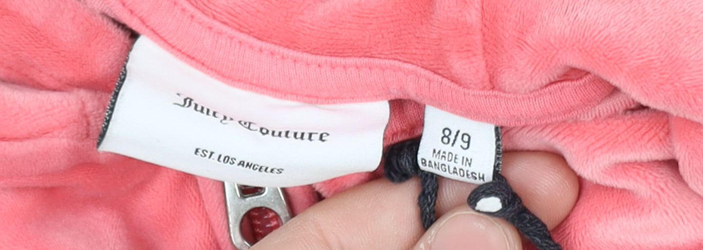 Juicy Couture Girls Pink Velour Full Zip Hoodie Size 8-9 Years