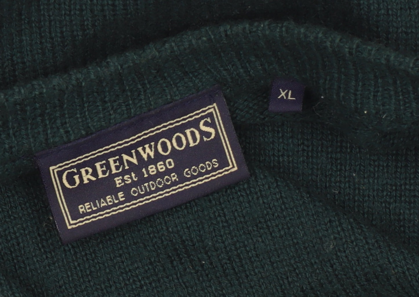 Greenwoods Men’s Green Wool V-Neck Jumper XL Regular Fit