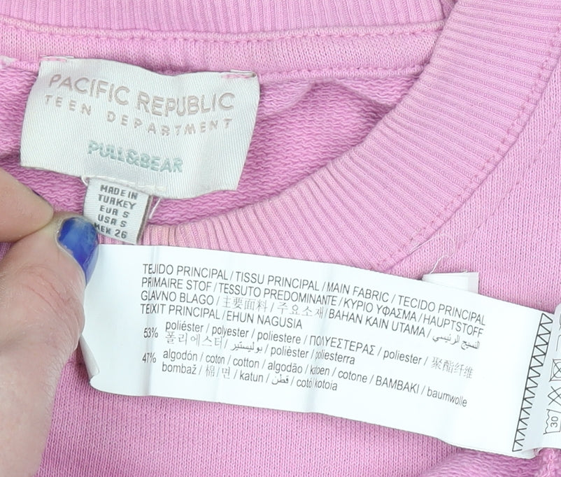Pull & Bear Women's Pink Toronto Graphic Pullover Sweatshirt Size S