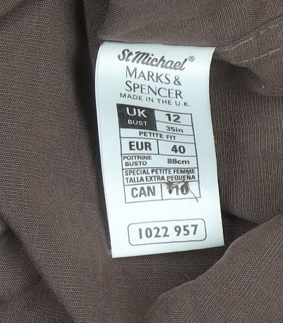 Marks and Spencer Women Brown Petite Fit Linen Blend Blazer UK 12
