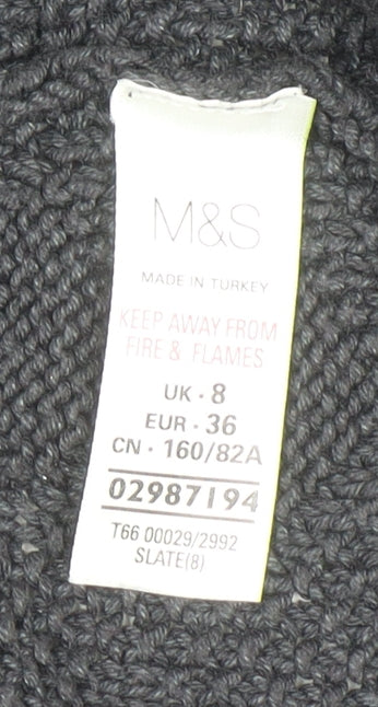 Marks and Spencer Women’s Grey Cable Knit V-Neck Cardigan Size 8