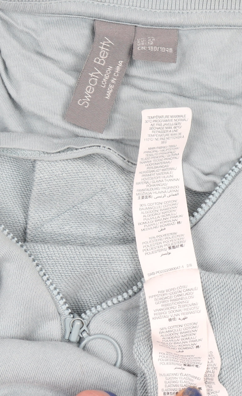 Sweaty Betty Womens Blue 1/2 Zip Cotton Pullover Sweatshirt Size 12