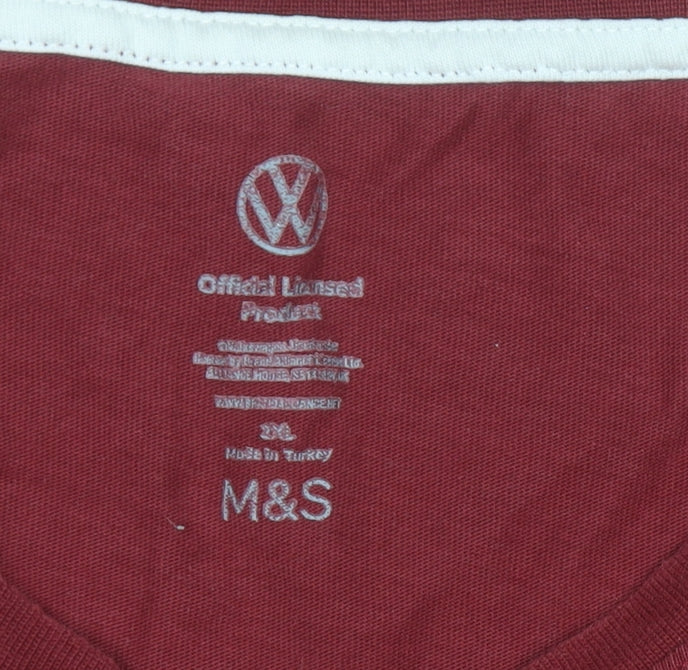 Marks and Spencer Mens Red Volkswagen Transporter Long Sleeve Cotton Top 2XL