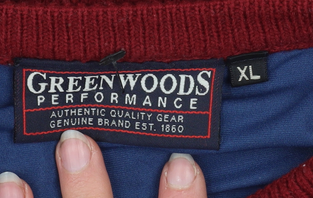 Greenwoods Performance Men's Red XL Crew Neck Wool Blend Jumper