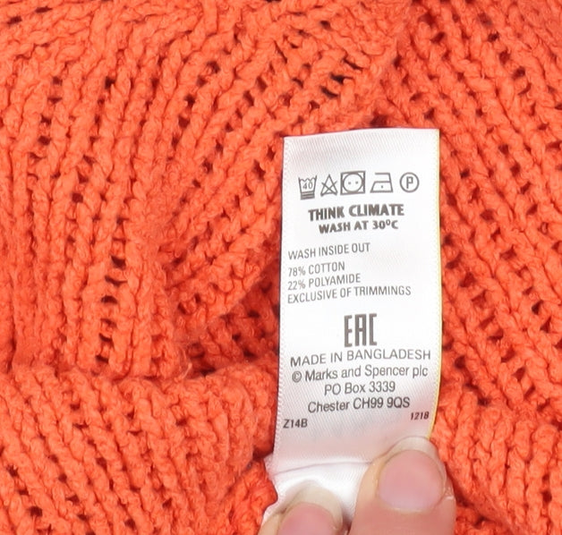 Marks and Spencer Women’s Orange V-Neck Knit Jumper Size S