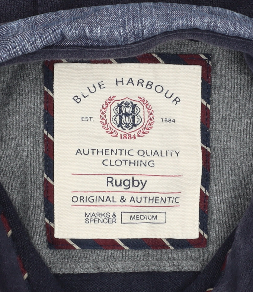 Marks and Spencer Blue Harbour Men’s Blue Medium Rugby Collar Sweatshirt