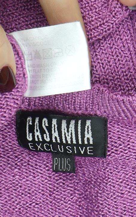 Casamia Women’s Purple Plus Size Knit Cardigan with Floral Embroidery
