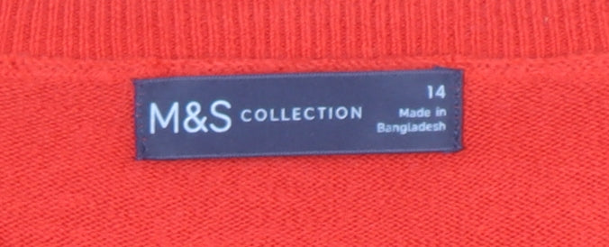 Marks and Spencer Women's Red Acrylic Crew Neck Pullover Jumper Size 14