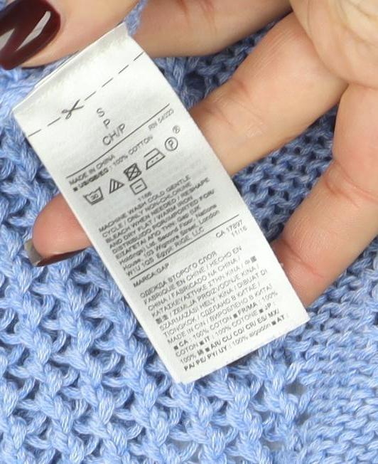 GAP Women’s Blue Open-Knit Cotton Jumper Size S