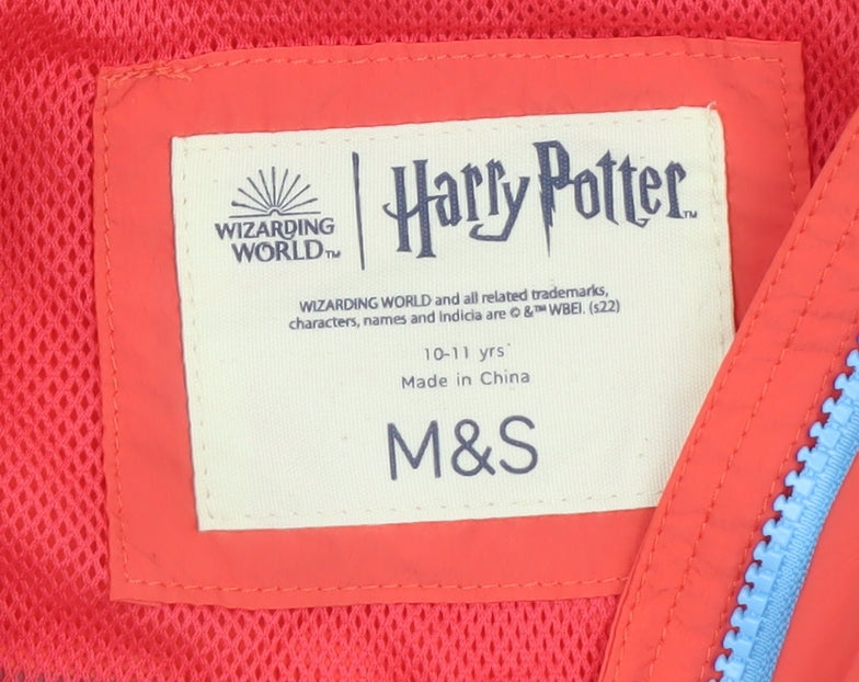 Marks and Spencer Boys Red Harry Potter Windbreaker Jacket 10-11 Years