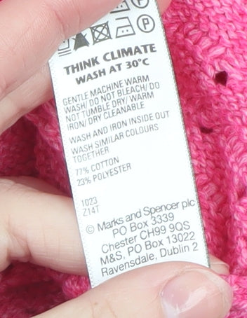 Marks and Spencer Women’s Pink Open-Knit Cotton Blend Jumper Size L