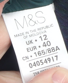 Marks and Spencer Women’s Multicoloured Wool Blend Plaid Overcoat UK 12
