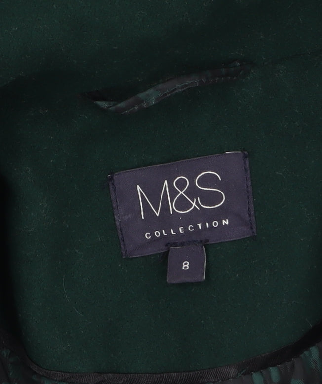 Marks and Spencer Women Green Size 8 Mid-Length Overcoat