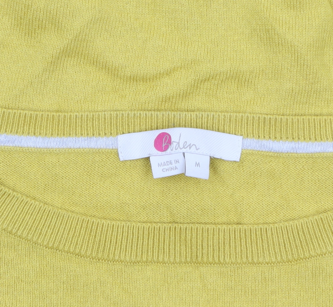 Boden Womens Yellow Wool Cotton Crew Neck Balloon Sleeve Jumper M