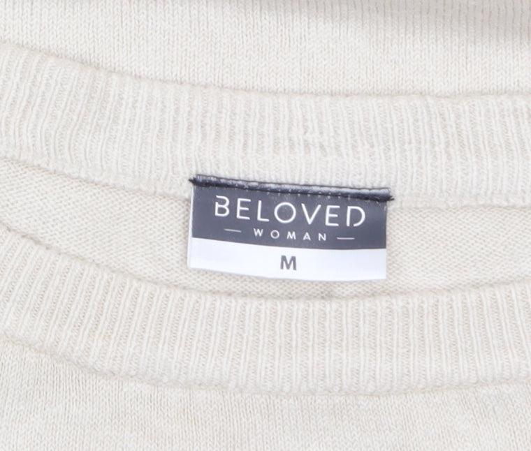 Beloved Women Beige Acrylic Button Detail Long Sleeve Jumper M