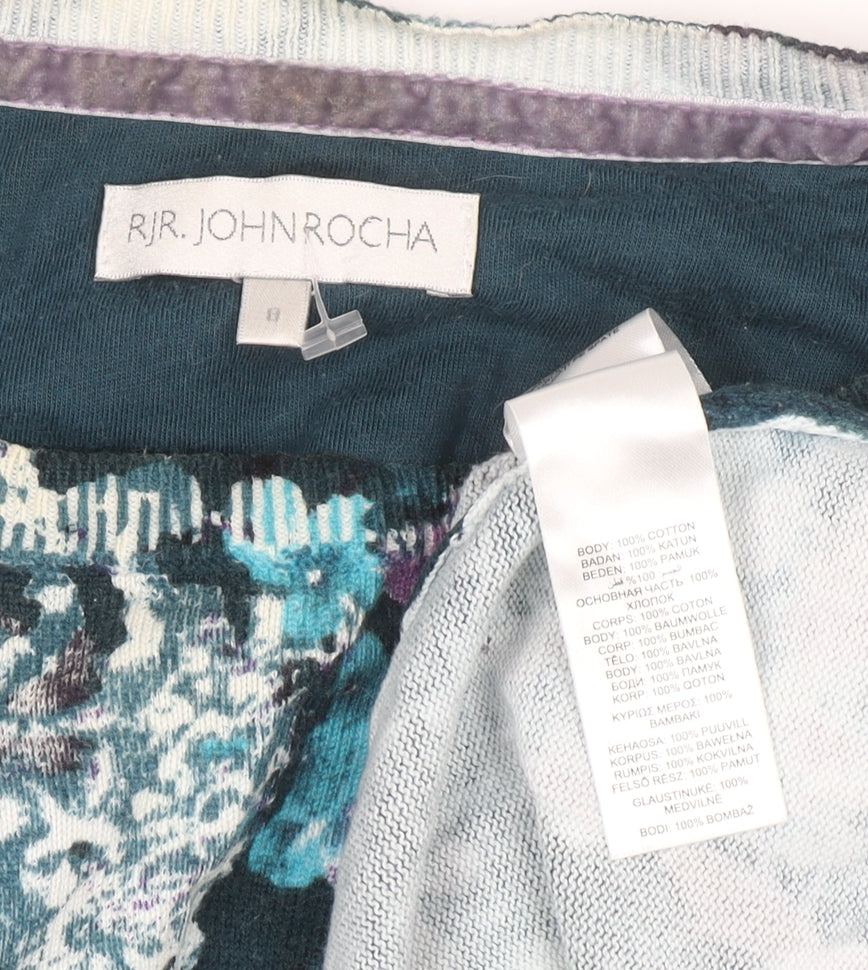 RJR John Rocha Women's Multicoloured Floral Cotton Jumper Size 8