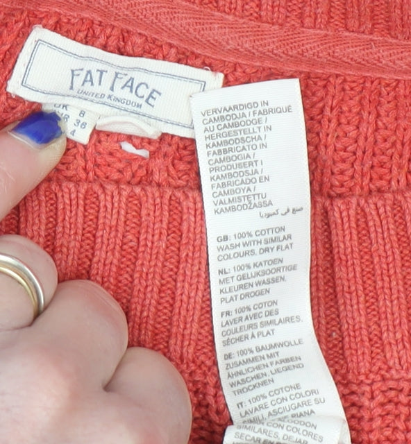 Fat Face Women’s Pink Cotton Mock Neck Knit Jumper Size 12