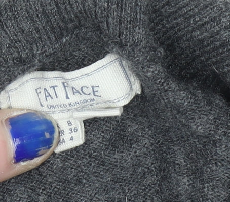 Fat Face Women Grey Roll Neck Long Sleeve Tunic Jumper Size 8