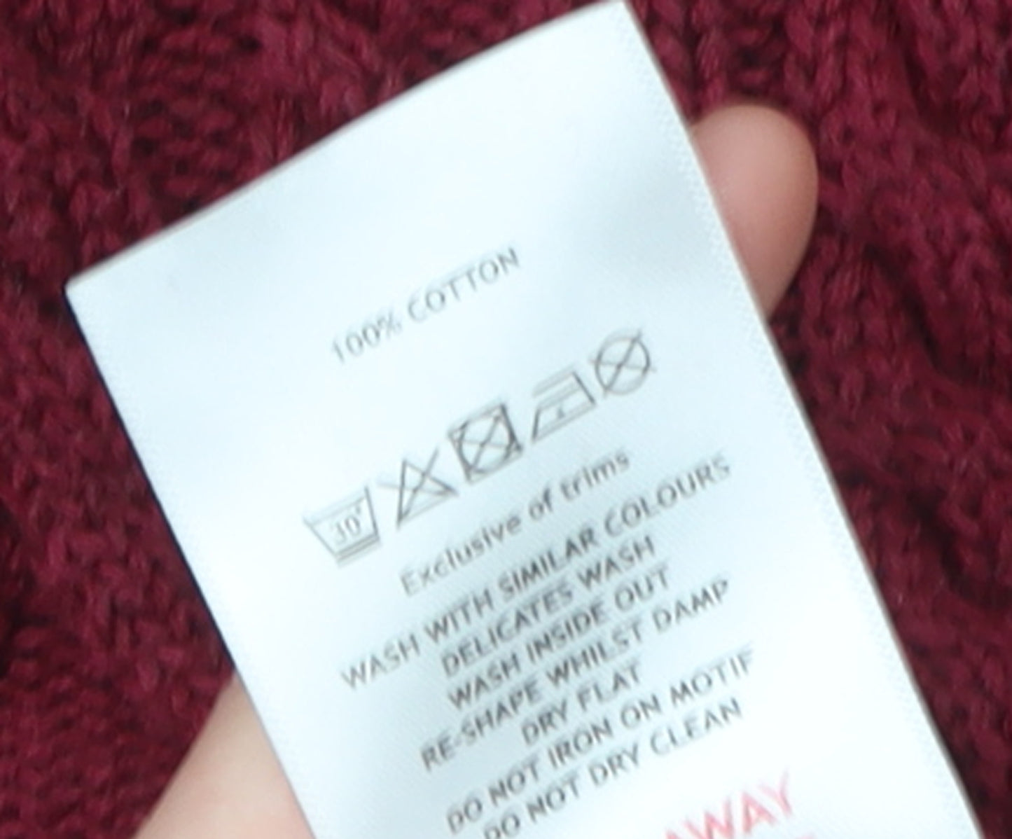 TOG24 Women's Red Cable Knit Cotton Jumper Size 16
