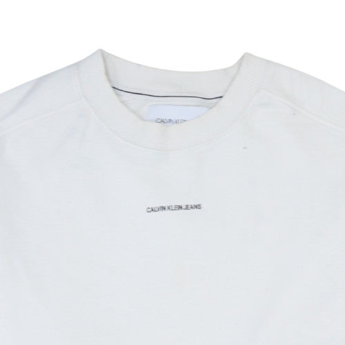 Calvin Klein Jeans Men's White XL Crew Neck Pullover Sweatshirt