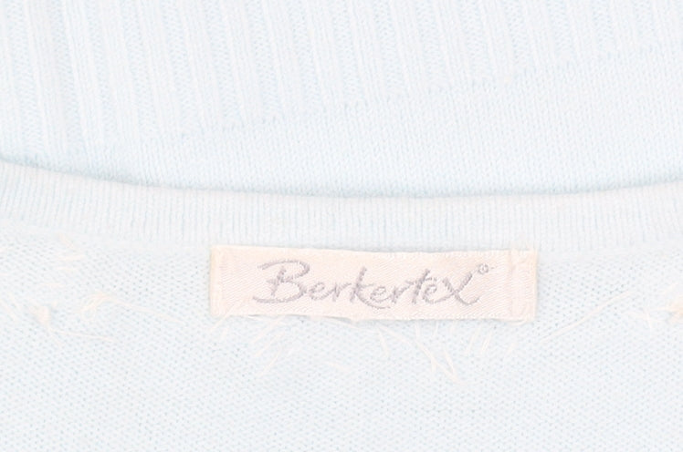 Berkertex Women's Blue Beaded Long Sleeve Cardigan Size 14