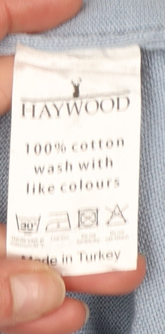 Haywood Men's Blue Cotton V-Neck Jumper Size L