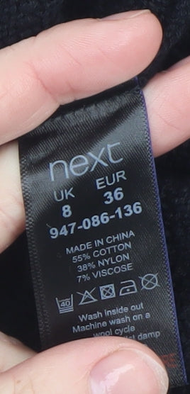 Next Women’s Black Knit Fit & Flare Dress Size 8 Long Sleeve