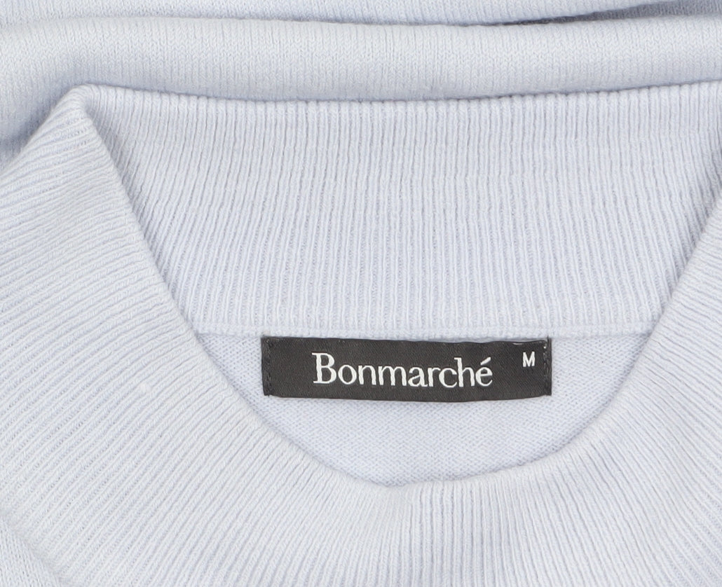 Bonmarché Women's Blue Mock Neck Long Sleeve Knit Jumper Size M