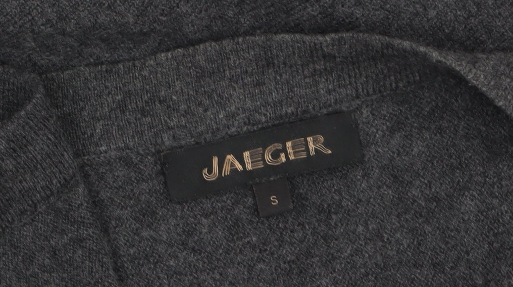 Jaeger Women Grey Wool Cashmere Long Sleeve Open Cardigan S