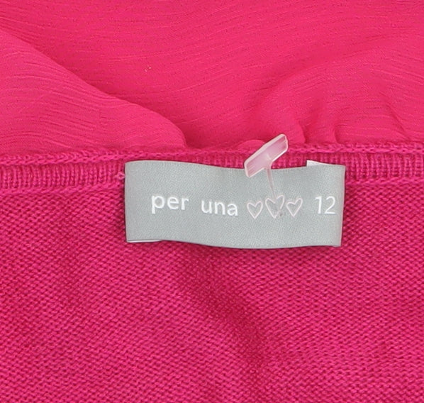 Marks and Spencer Per Una Women's Pink Ruffle Cardigan Size 12