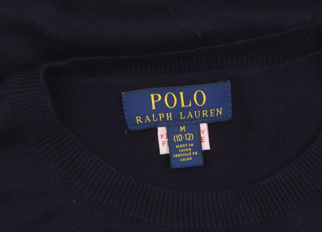 Ralph Lauren Boys Blue Cotton Crew Neck Pullover Jumper Size 10-12 Years