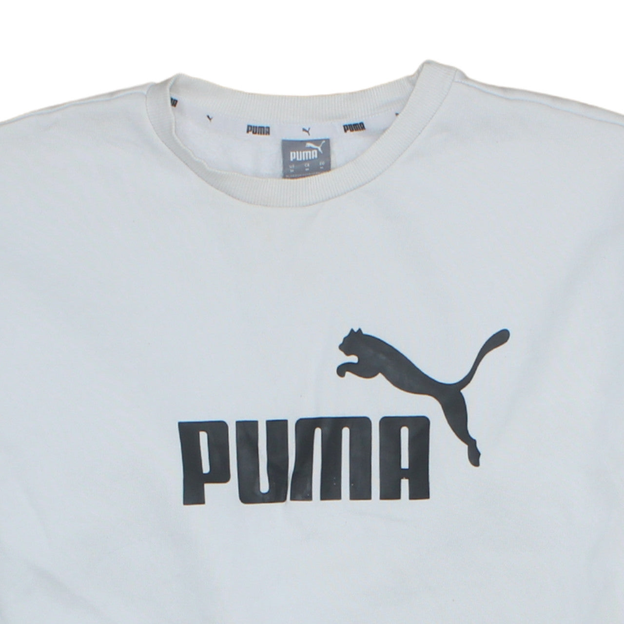 Puma Men's White Logo Pullover Sweatshirt Size M Crew Neck