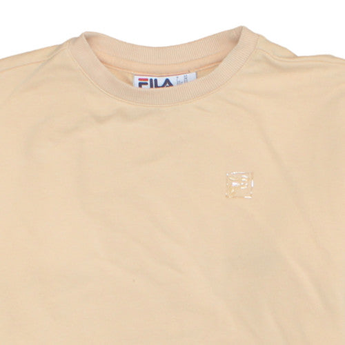 FILA Womens Beige XS Pullover Sweatshirt Crew Neck Cotton Blend