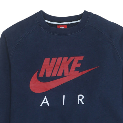 Nike Men Blue Air Logo Crew Neck Pullover Sweatshirt Size S